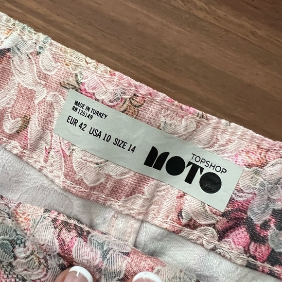 Topshop pink floral denim coordinating denim jean skirt jacket set - Picture 7 of 13